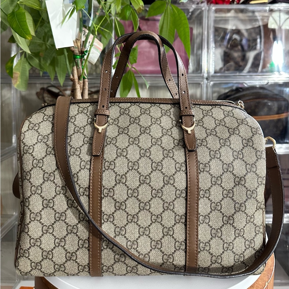 Gucci Beige/Brown GG Supreme Canvas Duffel Bag